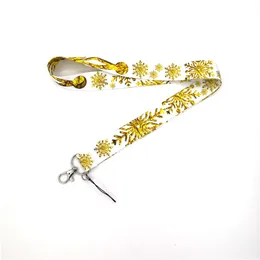 100 peças regooly re161 chaveiro de floco de neve dourado colar anime desenho animado alça de pescoço suporte de crachá chaveiro cordão