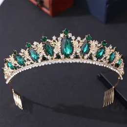 KMVEXOクリスタルブライダルティアラスクラウン櫛Pageant Diadema Collaresプリンセスヘッドピースの結婚式のヘアアクセサリー220224