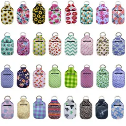 Sanitizer Hållare Neopren KeyRing Bags Wristlet Keychain 30ml Hand Sanitizer Soap Perfume Bottle Covers Present OEM Tillgänglig 77 Design 5731