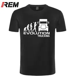 REM Märke Kläder Evolution Trucking Truck Driver Cab Present Idéer Rolig T-shirt Män Bomull Kortärmad T-shirt Top Camiseta 210716