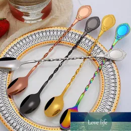 100st Twisted Spiral Spoons Rostfritt Stål Cocktail Blandning Kaffe Sked Bar Slitstarkt Strömverktyg Fabrikspris Expert Design Kvalitet Senaste Style Original