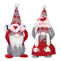 Party Supplies Alla hjärtans dag Plysch Gnomes Dekorationer Mr Mrs Handgjorda Skandinaviska Tomte Hem Tiered Tray Ornaments XBJK2201