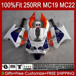 Injection Mold Body For HONDA CBR250RR 88 89 CBR 250RR 250 RR CC 250R 1988-1989 112HC.66 CBR250 RR CC 1988 1989 CBR 250CC MC19 88-89 OEM Full Fairing Kit white glossy