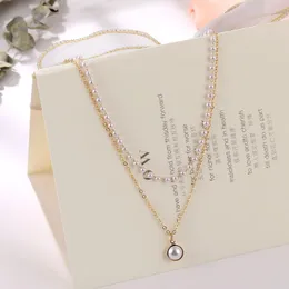 Pendant Necklaces ZOVOLI Layered Pearl Necklace For Women With Gold Thin Chain Big Choker Minimalist Jewelry One Piece