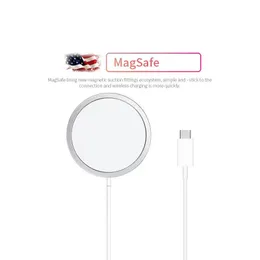 Supporti per telefoni cellulari Caricabatterie wireless magnetico per iPhone 12 Pro Max 13 MIMI Pro con cavo integrato USB-C portatile 15W Qi Magsafing Fast Charg
