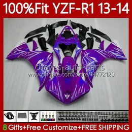 Kit corpo OEM per YAMAHA YZF-R1 YZF1000 YZF R 1 Purple Flames 2013-2014 Carrozzeria MOTO 97No.90 YZF R1 1000 CC 2013 2014 1000CC YZF-1000 YZFR1 13 14 Carenatura per stampi ad iniezione