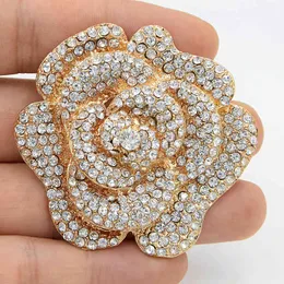 DHL FedEx Express Welig Bedövning Österrike Kristaller Big Gold Tone Rose Flower Brosch Wedding Bridal Bouquet Broach