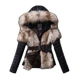 Модная зима вниз куртки теплые женщины с тонкими капюшонами короткая дизайнерская куртка для женского наружного мехового пальто высококачественная верхняя одежда с поясом онлайн