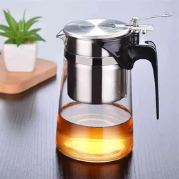 Théière en verre de 500 ml résistante à la chaleur avec filtre à infuseur à thé en acier inoxydable 304 pour thé oolong vert et noir pu erh 210621