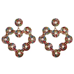 Moda Rhinestone Kolorowe Geometryczne Drop Kolczyki Dynda Dla Kobiet Piercing Trendy Charm Jewelry Hurtownie