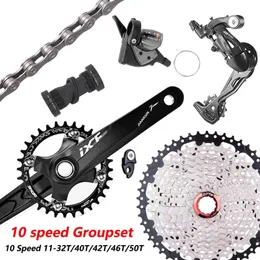 자전거 변속기 ZTTO MTB 10 Speed ​​Groupset 11-36T40T42T46T50T 카세트 자전거 시프터 후면 변속기 10S 체인 체인 링 크랭크 세트 K7