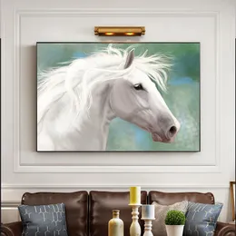 White Horse Canvas Painting Nordic Style Wall Art Posters Prints Animal Dekorativ bild Vardagsrum Vägg Heminredning