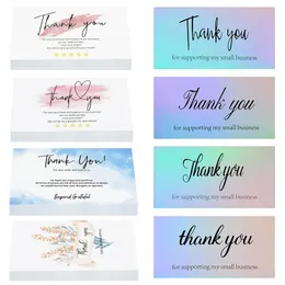 Party Decoration 50Pcs Thank You For Supporting My Small Business Cards Laser Flowers Purchase Thanks Greeting Card Customer Writable