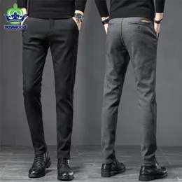 Spring Autumn Business Dress Pants Men Elastic Waist Frosted Fabric Casual Trousers Formal Social Suit Pant Costume Homme 220212