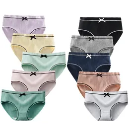 Panties 5 Pcs/Lot Girls Cotton Underwear Cute Knot Soft Breathable Briefs Young Girl Solid Children Clothes 10 Color
