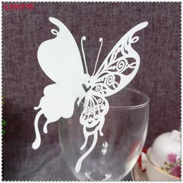 Dostępne zastawy stołowe 100pcs Butterfly Glass Paper Cup Karty Nazwa Place Karta stołowa Romantyczna dekoracja imprezy ślub 6ZB25