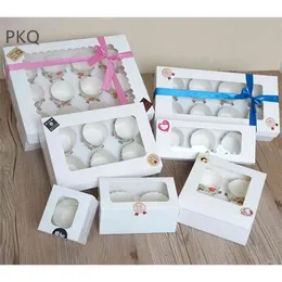 10 pezzi scatola per cupcake Kraft bianca 1/2/3/4/6/8 tazza scatola per imballaggio torta confezione per alimenti confezione regalo matrimonio forniture per feste di compleanno 210325