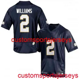 Genähtes 2020 Herren-Damen-Jugend #2 Dexter Williams Notre Dame Navy NCAA-Fußballtrikot, individuell, mit beliebiger Namensnummer, XS-5XL, 6XL