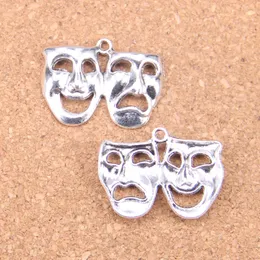 39pcs Antique Silver Bronze Plated comedy tragedy masks Charms Pendant DIY Necklace Bracelet Bangle Findings 31*23mm