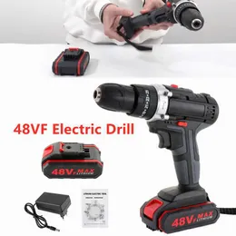 48VF Wireless Electric Drill Impact Wrench Screwdriver Double Speed Power Hand Driver Hammer with Battery Tool 210719