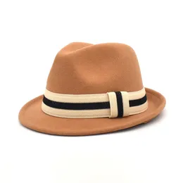 Autumn Winter Women Fedora Hats Wool Elegant Cowboy Hat Ribbon Vintage Jazz Hat Men Outdoor Travel Cap