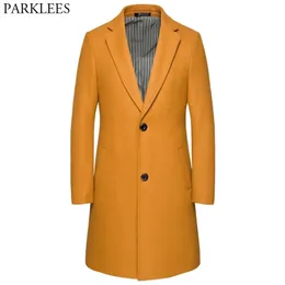 Stylish Long Wool Trench Coat Men Winter Brand Mens Notch Lapel Cashmere Coat Slim Fit Male Overcoat Blend Pea Coat 6XL 210522