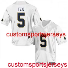 Stitched 2020 Men's Women Youth #5 Manti Te'o Notre Dame White NCAA Football Jersey Custom any name number XS-5XL 6XL