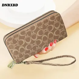 Marca Mulheres Carteiras Duplas Zíperes Moeda Bolsa Longa Saco de Telefone Carteira Da Embreagem Feminino Saco De Dinheiro Suporte Porte Monnaie Femme