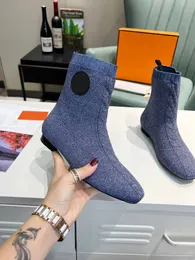 Stivaletti invernali da donna in maglia con fondo piatto multi colore suola in pelle stile europeo e americano taglia 35-42