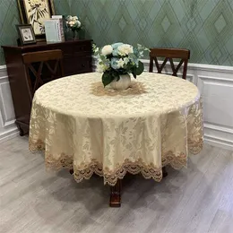 Round TableCloth Art Household Lace European Cloth Simple Solid Color Cloths Dust Cover 211103