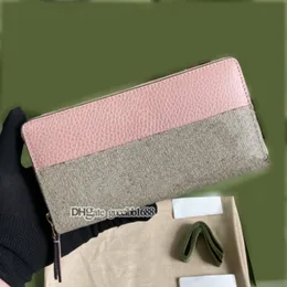 حامل بطاقة الائتمان للنساء Long Zipper Wallet Wallet Handbags Cluth Luxury Bag Clips Coin Letters Print Patchwork أصلي محافظ جلدية خمر