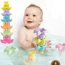 5 Pcs Kids Ocean Life Octopus Stacking Cups Play Educational Cute Baby Cartoon Bathroom Bath Toy Wholesale