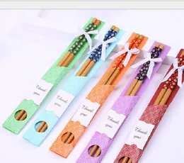 Bamboo Chopsticks Praktyczny Chopstick Naturalny Woodnistość Nowy Styl Chopsticks Spersonalizowany Ślub Favors Giveays Prezent Pamiątka