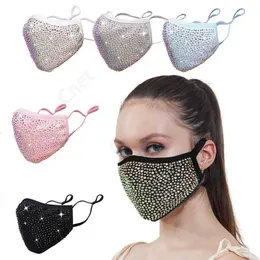 DHL Fashion Dustproof Mask Bling Diamond Protective Masks PM2.5 Mouth Tvättbara Återanvändbara Kvinnor Färgglada Rhinestones Ansiktsmask DAC391