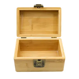 Custodia per fumatori portatile Legno di bambù naturale Erba secca Tabacco Spezie Miller Grinder Barattoli di stoccaggio Contenitore di blocco Vassoio per pillole Preroll Rolling Cigarette Holder Box