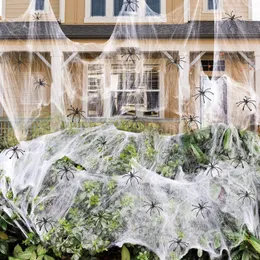 Artificial Spider Web Halloween Decoration Scary Party Scene Props White Stretchy Cobweb Horror House Home Decora Accessories 20g