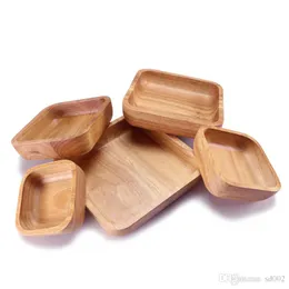 Brown Square Natural Wooden Bowl Durable Thicken Salad Bowls Fruit Meal Bread Salad Tableware for Home Kitchen