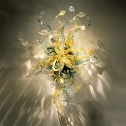 Art Deco Kreatywne Lampy Murano Kwiat Multi Colored Shade Home Dekoracyjne Ręcznie Dmuchane Szkło Wiszące Wall Arts Energy Sconce Saving Lamp 40 * 70 cm