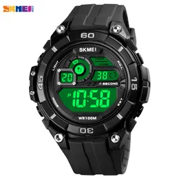 SKMEI 100m Vattentät Baddykare Män Sport Armbands Klockor Militär Led Ljus Stopwatch Kalender Digital Clock Reloj Hombre 1756 x0524