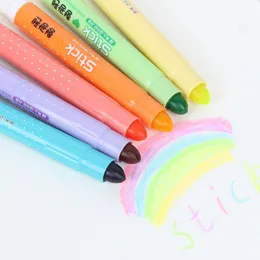 Highlighters 6 Pcs/Lot Lipstick Highlighter Color Marker Pen Fluorescent Highlight Stationery Crayon Zakka Office Accessories School Supplie