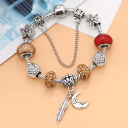 Braccialetti con ciondoli Braccialetto con ciondoli alla moda Braccialetto per donna Crystal Leaf Mon Fit Gioielli di marca Pulseras Mujer