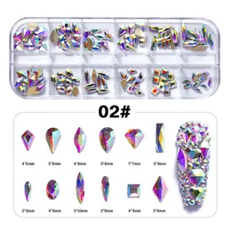 120 adet Çoklu Şekiller Cam Kristal AB Rhinestones Nail Art Craft Mix 12 Stil Flatback Elmas 3D Süslemeleri Aksesuar NAR014