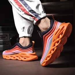 Sneakers Mens Scarpe da corsa Codice: 99-2106 Arancione nero Bianco Blu Volt Volt Sports Trainer Big Size 46