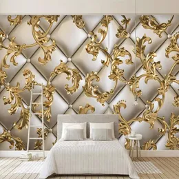 Custom Wallpaper 3D Soft Package Golden Pattern European Style Living Room TV Background Wall Papers Home Decor