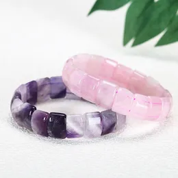 Purple / Pink Amethyst Quartz Stone Bead Bracelet, Natural Energy Stone Bangle, Craft Jewelry, Women Gift, Wholesale
