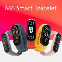 M6 braccialetti intelligenti braccialetti fitness tracker per la frequenza cardiaca del monitor della pressione arteriosa per la pressione ariattistica Schermata IP67 Waterproof Sport Watch per iPhone Android