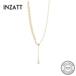 INZATT Real 925 Sterling Silver Geometric Pendant Choker Necklace For Fashion Women Cute Fine Jewelry Minimalist Accessories