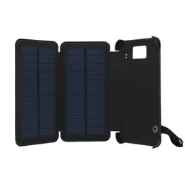 IPRee® Kit caricabatterie da pannello solare da 5,5 pollici 8000 mAh Power Bank USB impermeabile con luce LED per qualsiasi telefono - Due batterie Nero