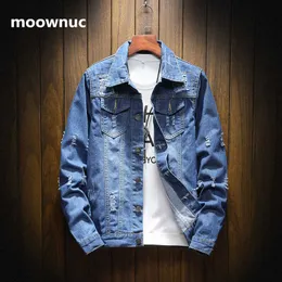 2020 New men's Spring Autumn coats Men Denim jacket Blue cotton dress Mens Jean jackets Plus size M-5XL hole coat men X0621