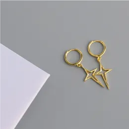 Unisex Hoop Dangle Earrings Punk Metal Jewelry Brincos Silver Color Geometric Cross Pendant Exaggerate Design